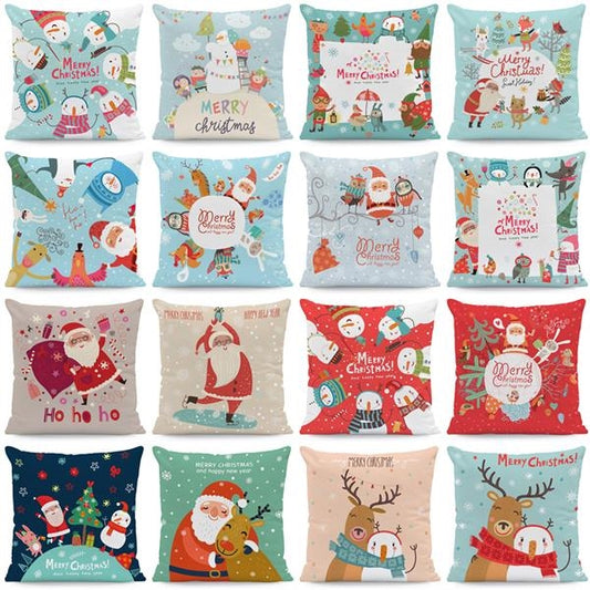 Full Color Square Throw Pillow Covers Christmas Pillowcases