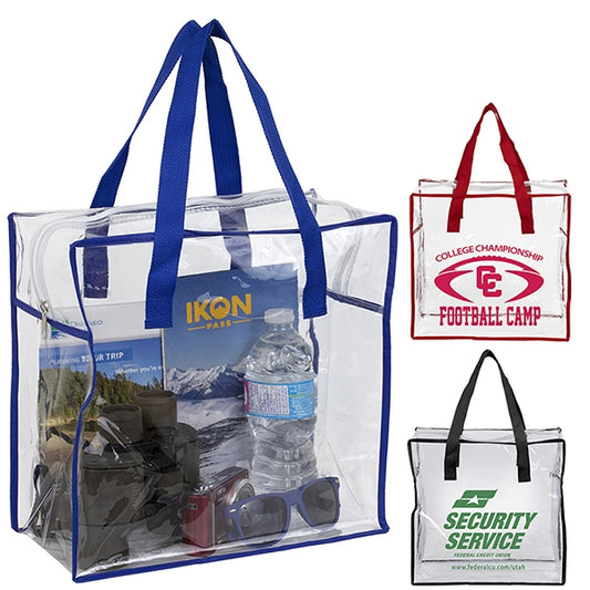 Arete Clear Vinyl Stadium Compliant Tote Bag with Zipper