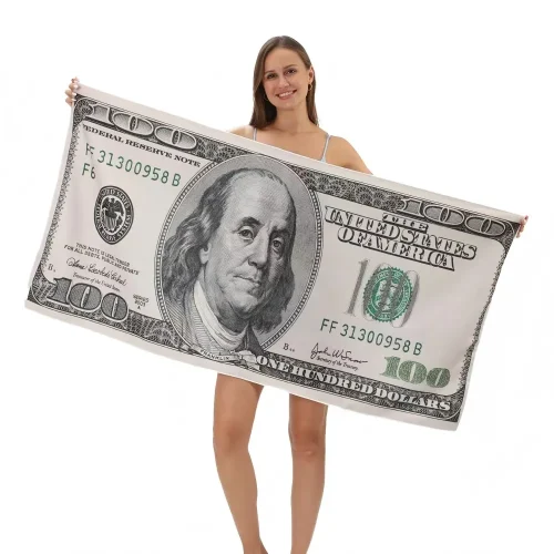 28"×55" Dollar Bill Print Microfiber Beach Towel