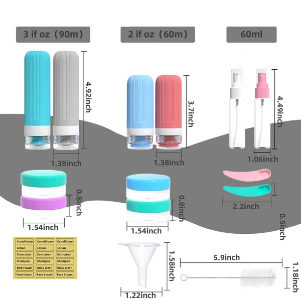 Silicone Travel Bottles Set with Accessories