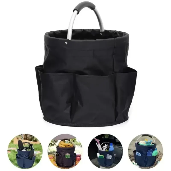 1 Foldable Garden Tool Caddy with Pockets for Outdoor Storage