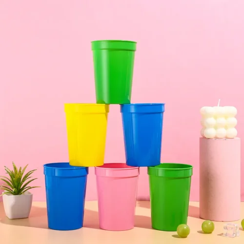 Colorful Plastic Stadium Cups Durable Reusable for Parties