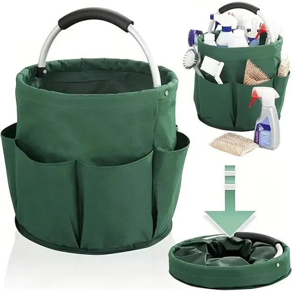 3 Foldable Garden Tool Caddy with Pockets for Outdoor Storage