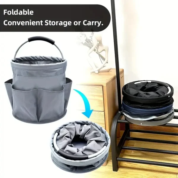 4 Foldable Garden Tool Caddy with Pockets for Outdoor Storage