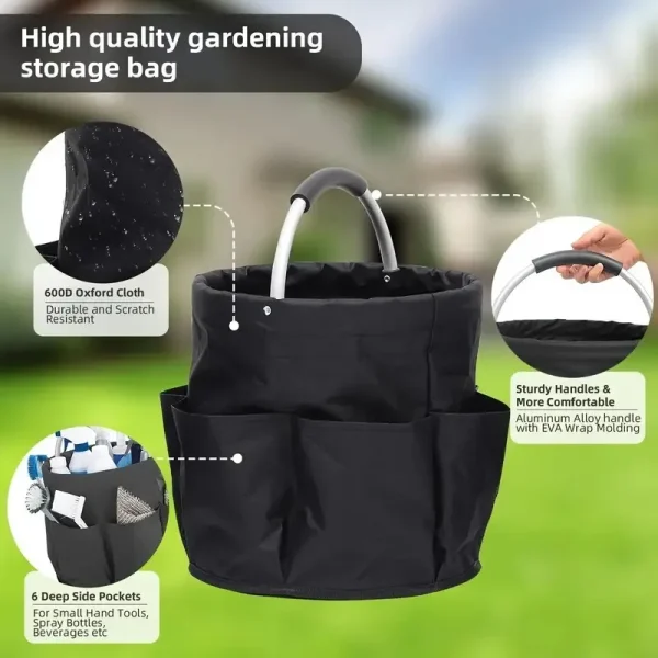 5 Foldable Garden Tool Caddy with Pockets for Outdoor Storage